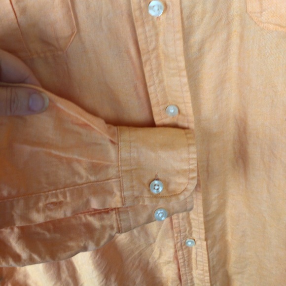 Bills Khakis linen orange button front shirt -L - Picture 7 of 10